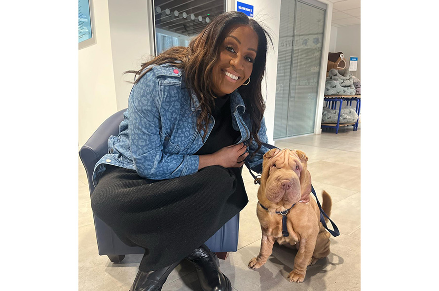 Alison Hammond with a Shar Pei dog